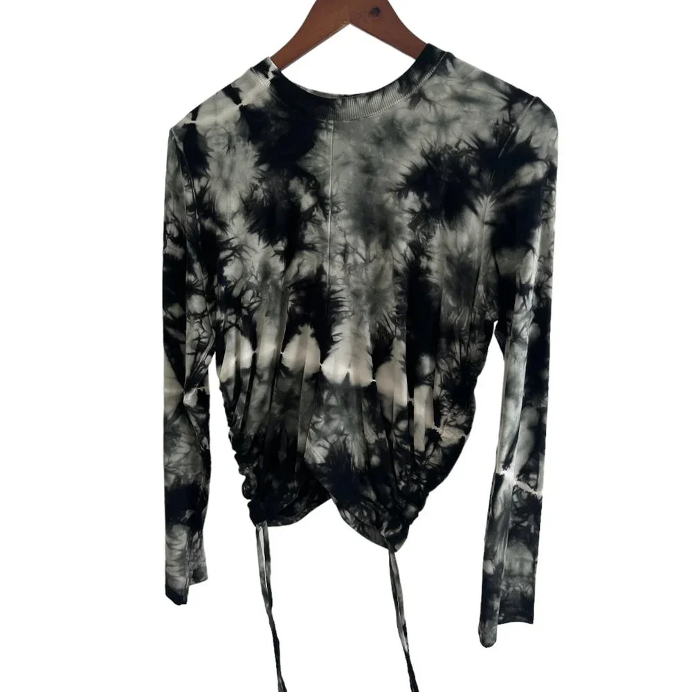 YOUNG FABULOUS & BROKE: S Dark Green and White Tie Die Long Sleeve - Picture 1 of 3